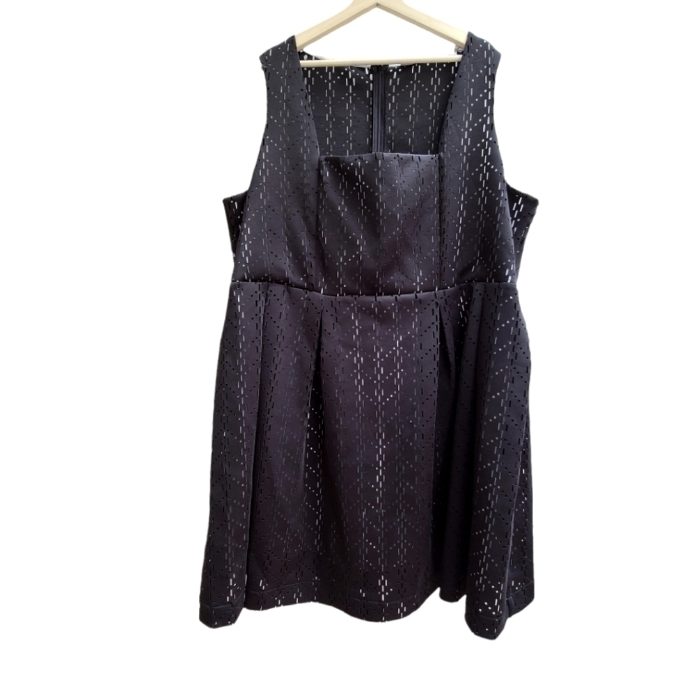 Asos Layered Party Dress with Cutout Fabric, Black With White Lining, Size 24
